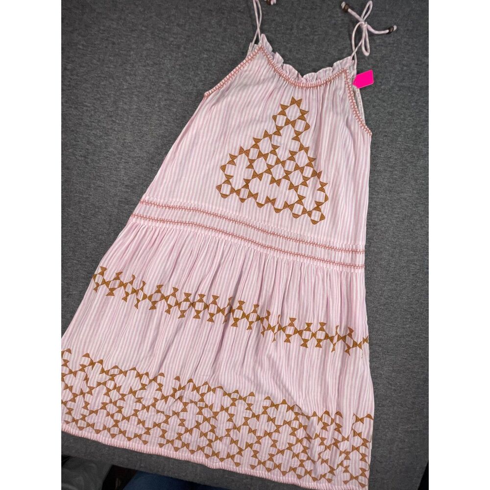 Uncle Frank Candy Stripe Dress Designer Archive Sample Pink Cotton Boho Midi - Picture 11 of 12